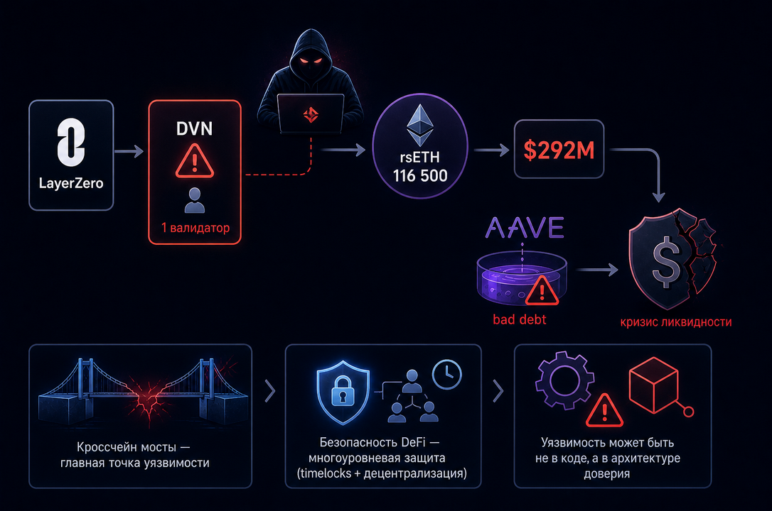 Схема атаки на инфраструктуру KelpDAO и LayerZero