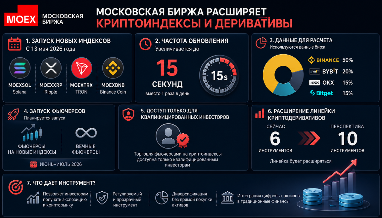 Структура изменений московской биржи для торговли криптодеривативами
