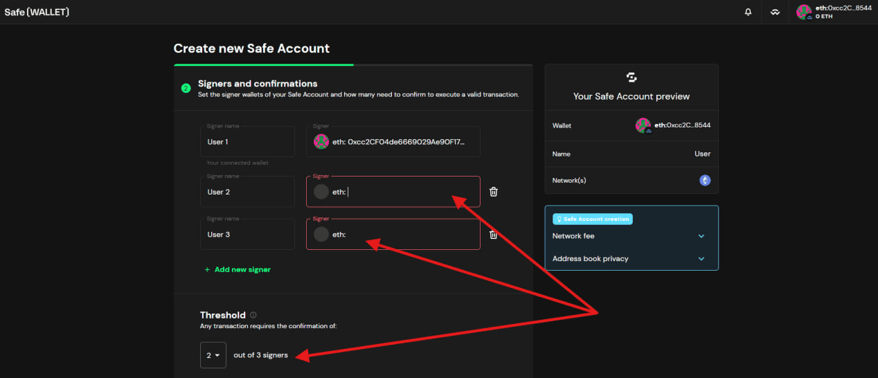 Добавление подписантов для мультиподписи в сервисе Gnosis Safe