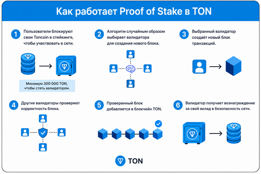 Как работает стейкинг в сети TON