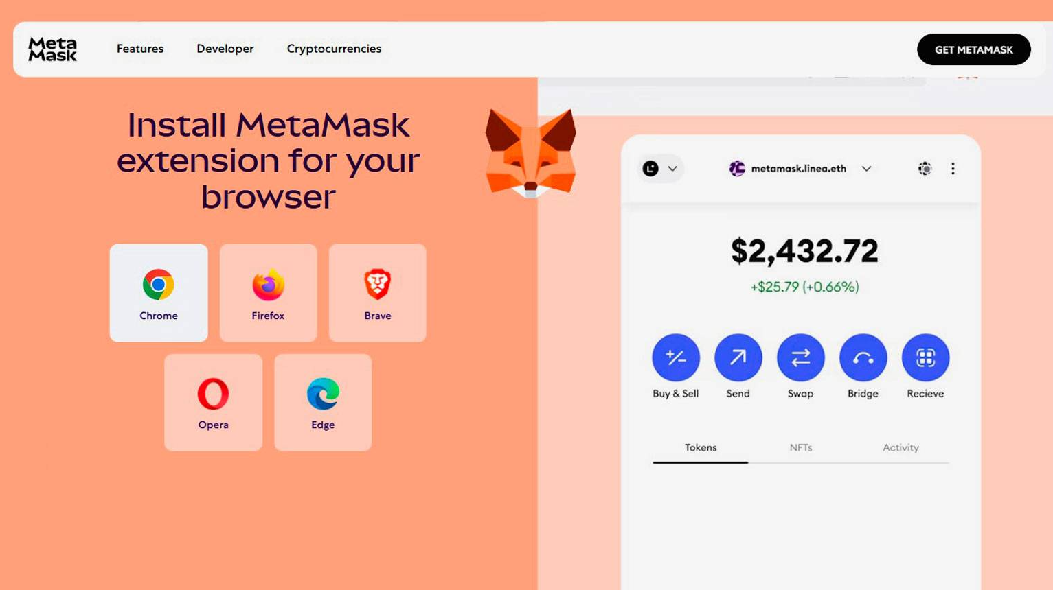 Горячий кошелек Metamask в виде расширения в браузере