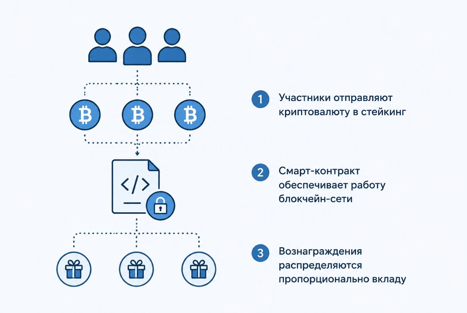Механизм работы стейкинга от валидации до распределения наград