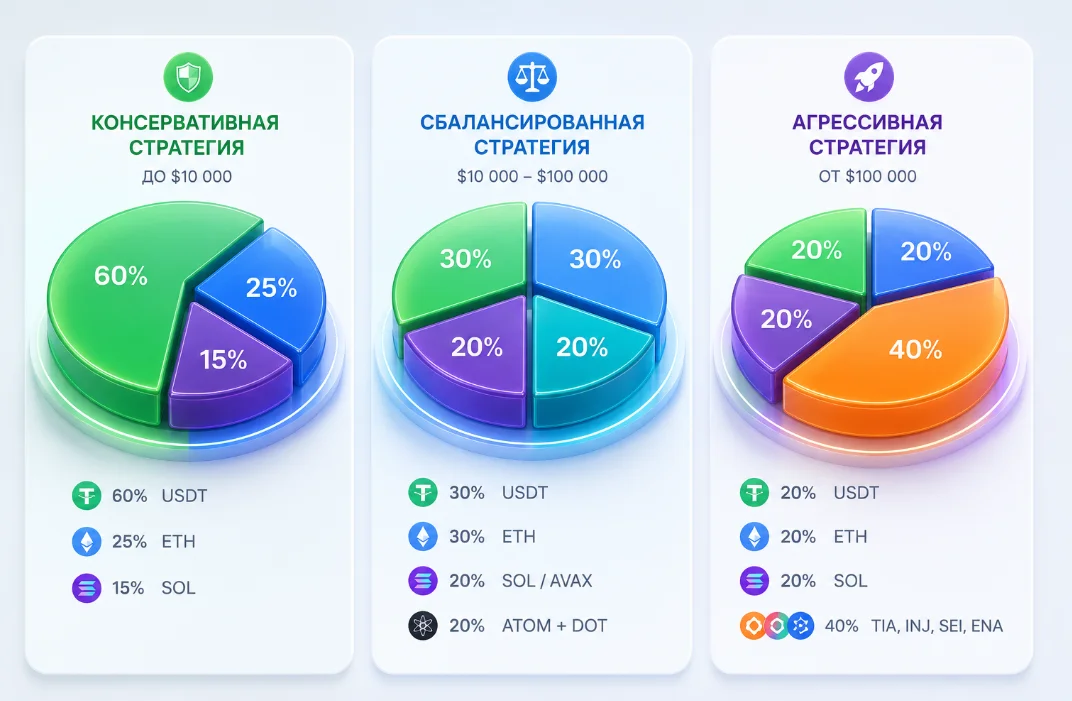 Стратегии стейкинга в зависимости от суммы капитала
