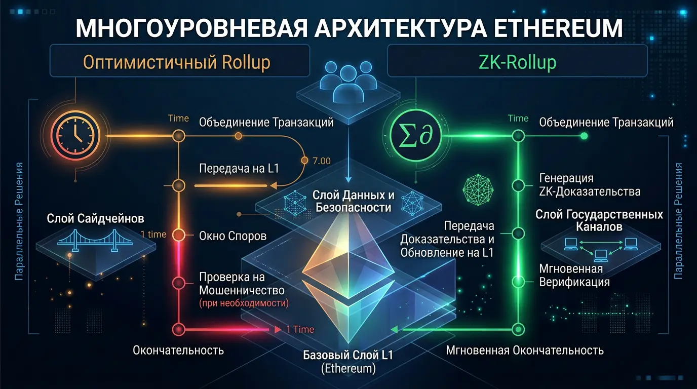 L2-решения Ethereum 2026: Arbitrum, Optimism, zkSync - полное сравнение rollup-технологий