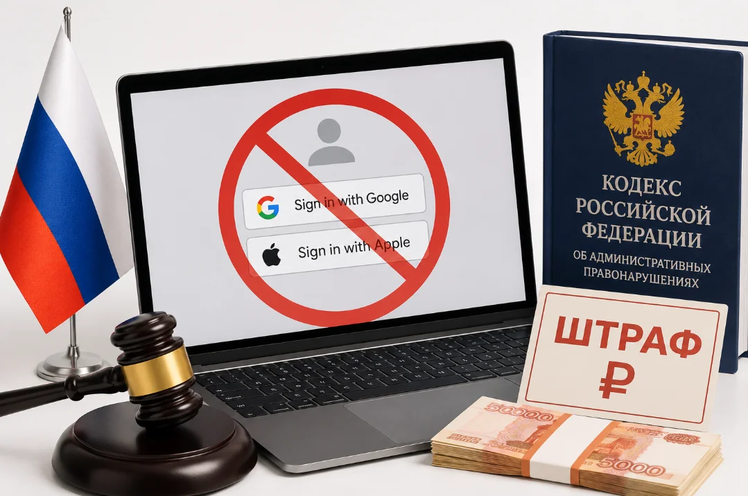 Владельцев сайтов в России начнут штрафовать за авторизацию через Google и Apple