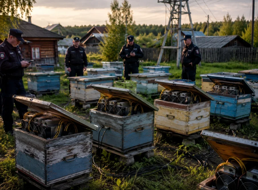 На даче обнаружили замаскированные майнинг-фермы под пчелиные ульи