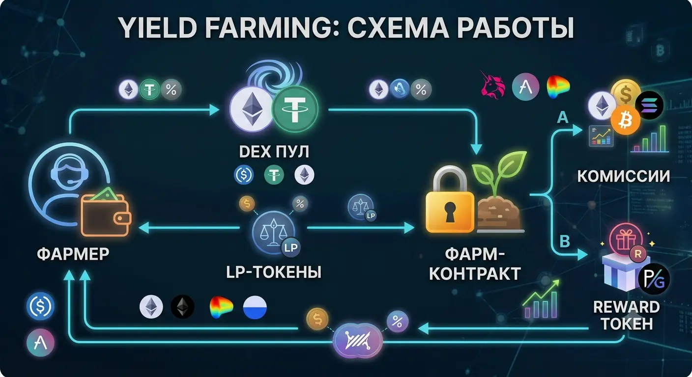схема работы yield farming