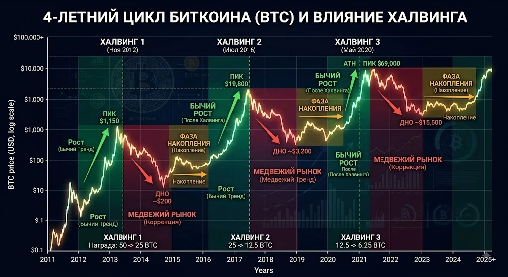 график 4-летнего цикла BTC
